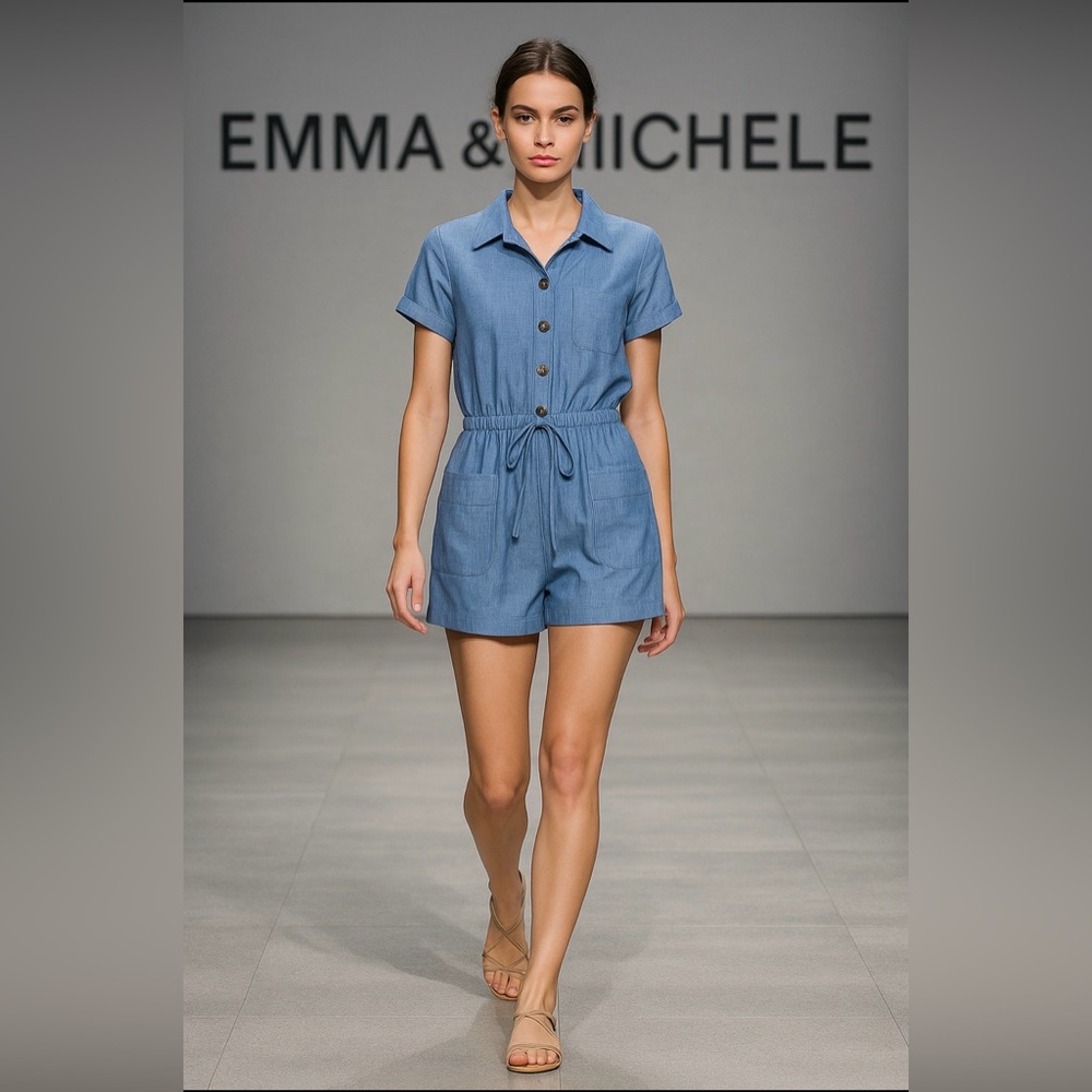 Emma & Michele Chambray Button-Up Top jumpsuit’s